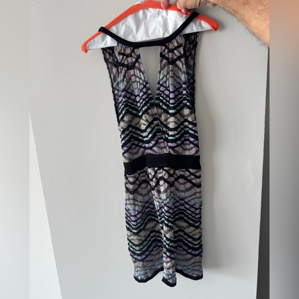 Missoni Black and White Bodycon Dress Plunge Neckline